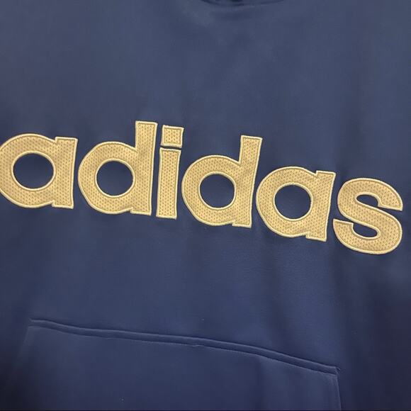 Adidas Youth Boys Large blue hoodie Pullover stripe shoulder Sweatshirt - Picture 4 of 6